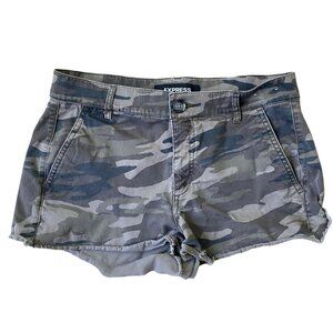 Express Y2K Camouflage Shorts Chinos Womens 4 Green Mid Rise Utility Gorpcore